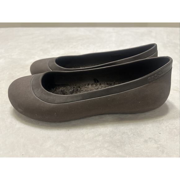 Crocs Mammoth Flats Womens Size 10 Brown Ballet Fur Lined Slip On Casual Neutral - Picture 4 of 7